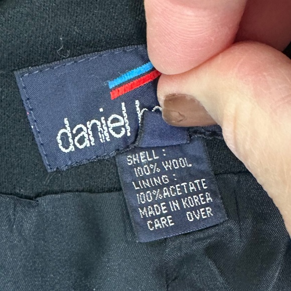 Vintage Daniel Hechter Cinched Waist Wool Black Blazer, 80s Jacket, Size 8 - Picture 3 of 8